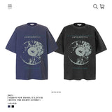 American vintage street T-shirt pure cotton retro men's and women's summer loose half sleeves