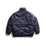 Unisex Winter Cotton Coat Stand Collar down Vintage Printed down Jacket