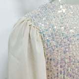 Women Evening Gown Sexy Casual Chiffon Long Sleeve Sequins Dress