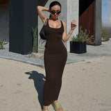 Women Dresses Summer Sexy U Collar Slim Fit Vest Dress