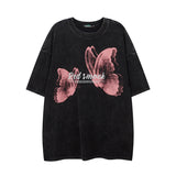 Men T Shirt Hip Hop Letter Graffiti Washed and Worn Short Sleeve T-shirt Men and Women Oversize
