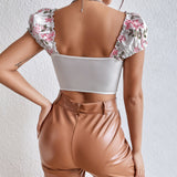 Women Party Tops Autumn Sexy Backless Embroidered Top Vest