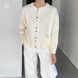 Women Cardigan Sweater Spring Cardigan Long Sleeve Loose Button Sweater Vest A680