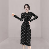 Women Maxi Dress Autumn and Winter Long Sleeve Slim Fit Hip Knitwear Dress