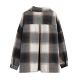 Women Jacket Autumn and Winter Plaid Shirt Loose Casual Shirt Coat