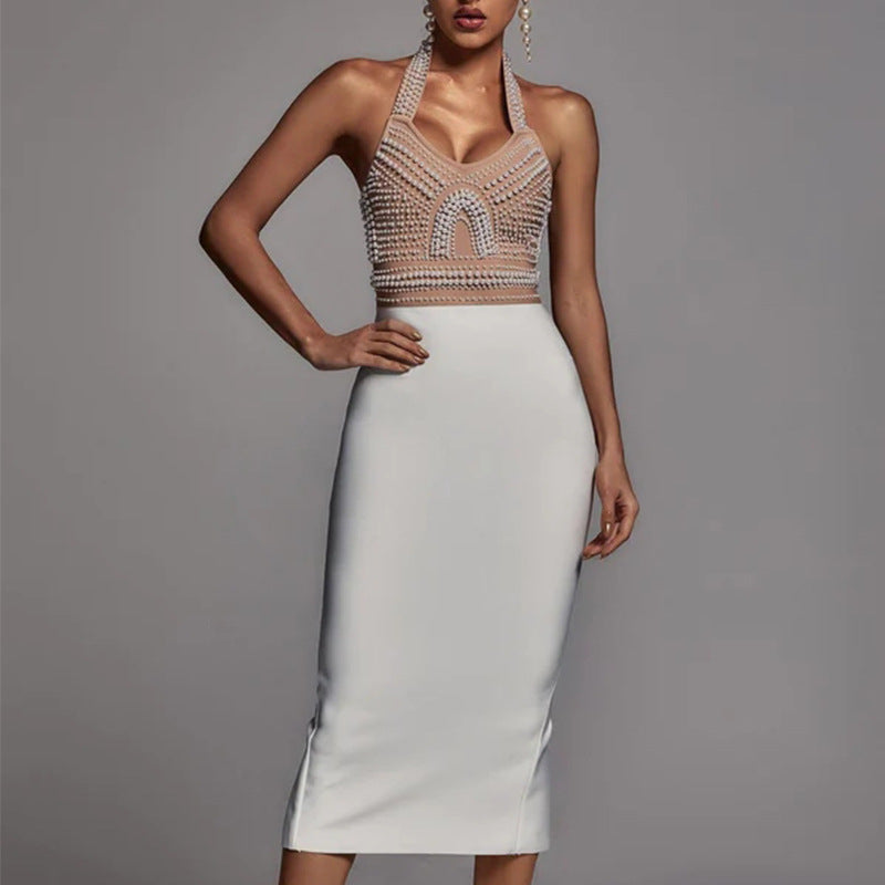 Women's Evening Dress Bandage One-Piece Dress Dress Color Matching Bandage Dress Dress