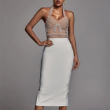Women's Evening Dress Bandage One-Piece Dress Dress Color Matching Bandage Dress Dress