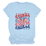 America Bow Short Sleeve Women's Fashion T-Shirt