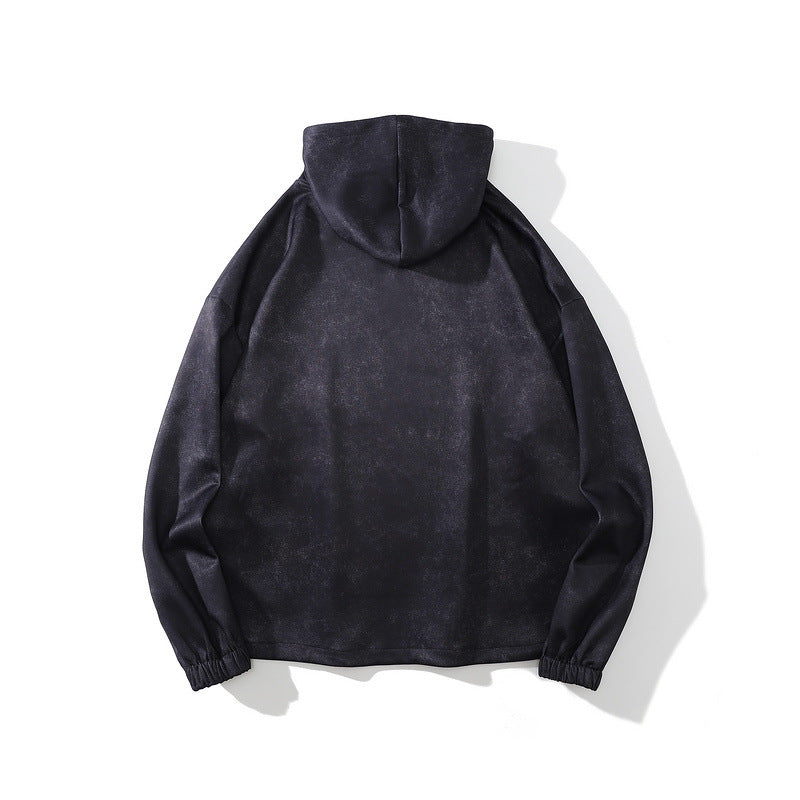 Men Hoodie Vintage Print Oversize Loose-Fitting Hoodie