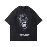 Men T Shirt Angel Print Distressed Short Sleeve T-shirt
