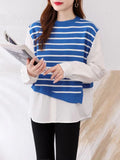 Women Knitted Pullover Autumn Striped Long-Sleeved Sweater