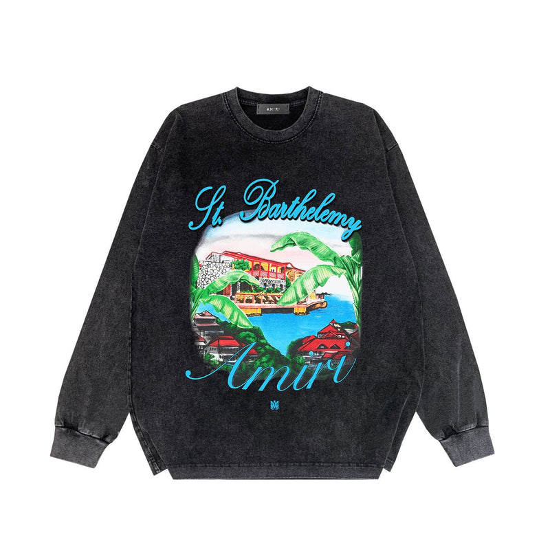 Amiri Long Sleeve Shirt Vintage T Shirt Washed and Worn Vintage Long Sleeve T-shirt