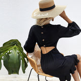 Women Dress Spring/Summer Sexy Hollow Long-Sleeved Dress