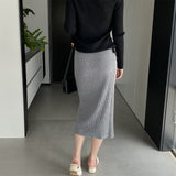 Women Knitted Skirt Autumn Knitted Skirt Hip Skirt