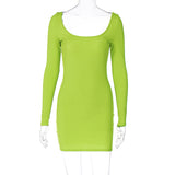 Women Dresses Spring Sexy Backless Slim Fit Long Sleeve Narrow Dress