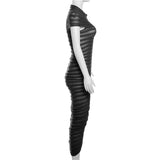 Women Dresses Autumn Short Sleeve Long Skirt Sexy Slim Knit Dress (Bla0420)