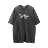 Men Vintage T-Shirt Rose Printed Short Sleeve T-shirt