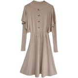 Women Maxi Dress Autumn Winter Retro Long Knitted Dress