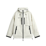 Unisex Winter Cotton Coat Three-Dimensional Multi-Pocket Hooded down Jacket