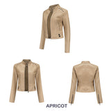 Red Leather Jacket Women's Rivet Leather Coat Spring and Autumn Jacket
