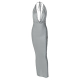 Women Dresses Summer Sexy V-neck Backless Slim Fit Sleeveless Dress