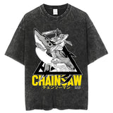 Vintage washed anime cotton T-shirt Harajuku