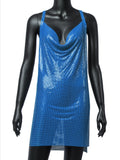 Harlem Nights Outfits Sequins Dress Sexy V-neck Strap Backless Metal Strap Dress