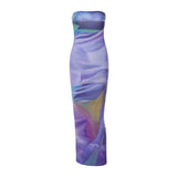 Women Dresses Summer Printing Slim Fit Backless Dress