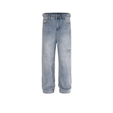 MIJKO Men's Vintage Pants MIJKO Straight Pants Men's and Women's Washed Jeans