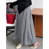 Women Skirt Fall Mid-Length Plaid Skirt A- Line Skirt