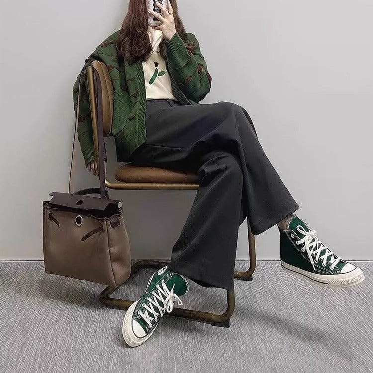 Women Knitwear Autumn and Winter Striped V-neck Sweater Loose Knitted Cardigan