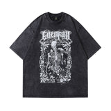 Men's T Shirt Gothic Skull Print Short-Sleeved T-shirt Men's and Women's Oversize