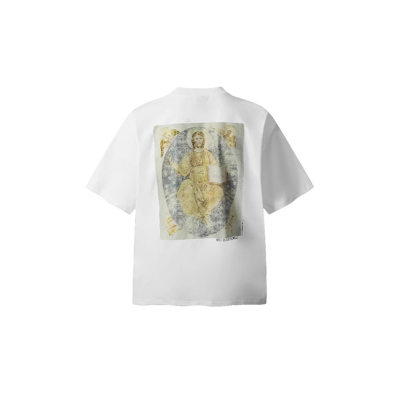 Men T-shirts Saint Michael Printed Vintage Washed Old Short Sleeve T-Shirt