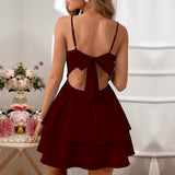 Women Dress Summer Backless Bow Short Skirt Sexy Sling Dress