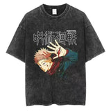 2024Japan Anime Print Oversize Cotton Mens Vintage TShirt