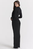 Women Dresses Sexy Slit Pleated Dress (Bla0420)
