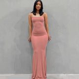 Women Dresses Casual Sleeveless Slim Fit Camisole Dress (Bla0420)