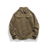 Unisex Jacket Retro Overalls Style Jacket Men's Large Loose Pockets Turn-down Collar Coat