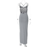 Women Dresses Summer Sexy Backless Slim Fit Split Sling Dress