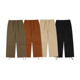 Men Sweatpants Workwear Wide-Leg Casual Pants Pleated Straight Loose Drawstring Ankle-Tied Trousers