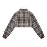 Women Jacket Autumn Plaid Long Sleeve Coat