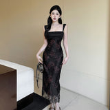 Women Dresses Shoulder Strap Slim Strap Lace Dress