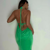 Women Dresses Summer Sexy Backless Self-Tie Dress
