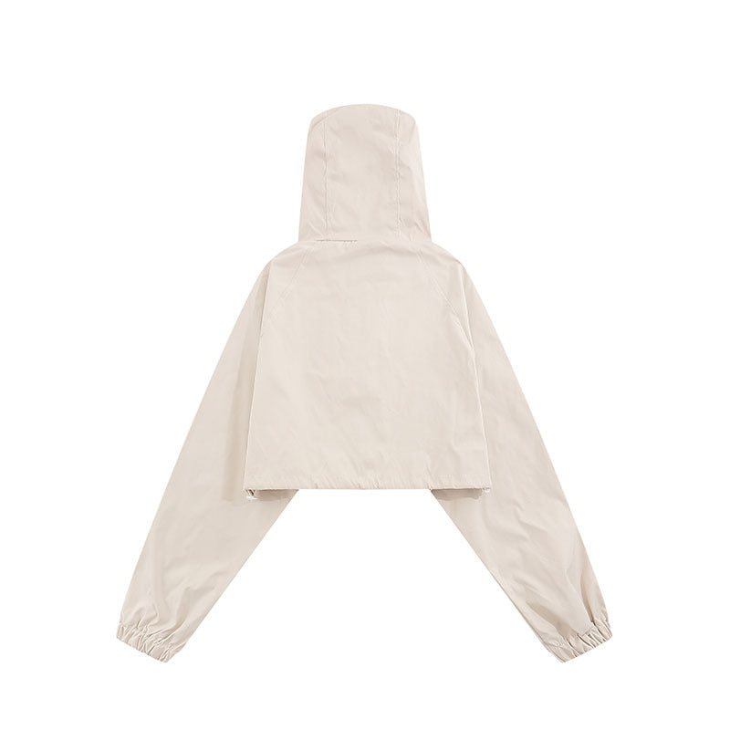 Men Hoodie Retro Short Solid Color Hooded Sweater