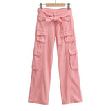 Women Sweatpants Multi-Pocket Cargo Pants Loose Hip Hop Wide Leg Pants