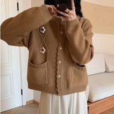 Women Knitted Cardigan Spring and Autumn Knitted Cardigan Top