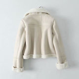 Women Leather Jacket Lapel Fur Integrated PU Leather Coat Autumn and Winter Fleece-Lined Leather Jacket Motorcycle Jacket