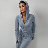 Women Dresses Winter Slim-Fit Hood Sports and Leisure Dress