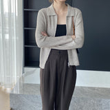 Women Cardigan Sweater Autumn Sweater Coat Casual Long Sleeve Zipper Knitted Top Polo Collar Women's Cardigan 8t8269