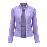 Red Leather Jacket Autumn and Winter Leisure Leather Motorcycle Jacket